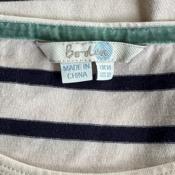 Boden 10 Navy & Cream Striped Long Sleeve Tee - Picture 4 of 8